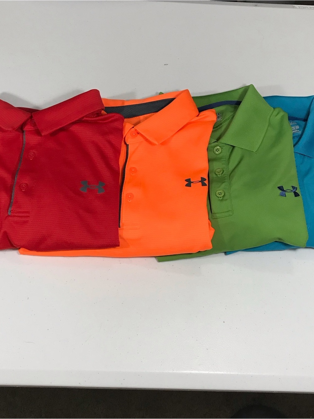 Under Armour Men's Polo Golf Shirts Red, Neon Orange, Green, Teal Blue